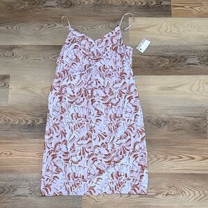 Nine West Purple and Brown Ruched Midi Dress